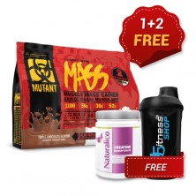 PROMO 1+2 FREE Mutant Mass Dual 2720 г + Naturalico Creatine Monohydrate 400 гр + 4Fitness Shaker