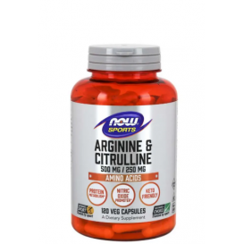 NOW Arginine 500 мг and citrulline 250 мг / 120 капсули