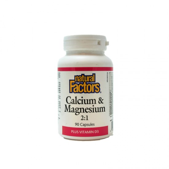 Natural Factors Calcium & Magnesium + Vitamin D3 376 мг / 90 капсули на супер цена