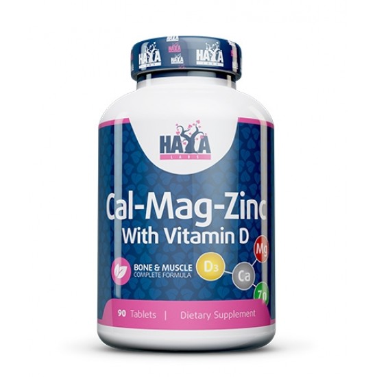 Haya Labs Calcium Magnesium & Zinc with Vitamin D / 90 таблетки на супер цена