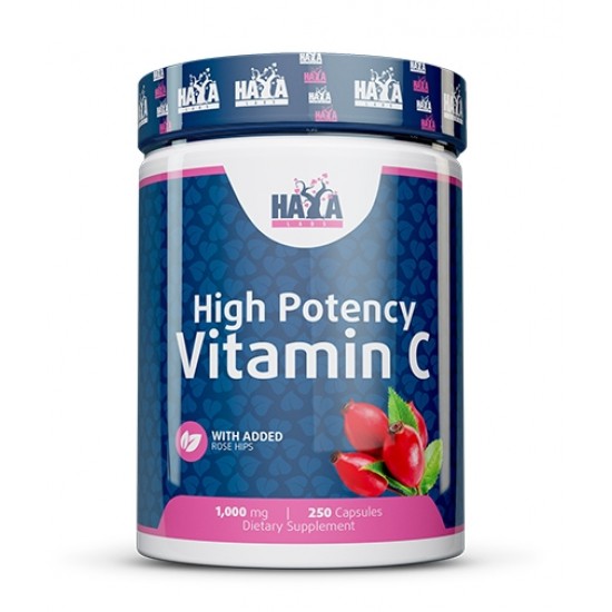 Haya Labs High Potency Vitamin C 1,000 мг with Rose Hips 250 капсули на супер цена