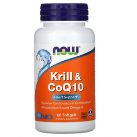 NOW Krill & CoQ10, 60 Softgels
