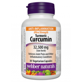 Webber Naturals Turmeric Curcumin Ultra Strength / Куркума и черен пипер, 32 500 mg, 30 капсули