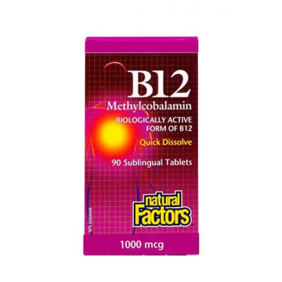 Natural Factors Vitamin B12 (Methylcobalamin) 1000 мг / 90 таблетки на супер цена