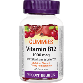 Webber Naturals Витамин В12 Гъми 1000 µg  (цианокобаламин) х 60 желирани таблетки