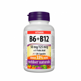 Webber Naturals Витамин В6 +В12 + Фолиева киселина x 120 капсули
