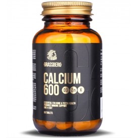 Grassberg Calcium 600 + D3 + Zn + K - Калций, Витамин Д, К и Цинк 90 таблетки