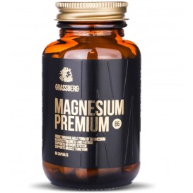Grassberg Magnesium Premium B6 - Магнезий + Витамин B6 / 60 капсули