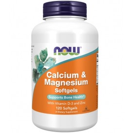 NOW Calcium & Magnesium Softgels / with Vit D and Zinc 240 гел капсули