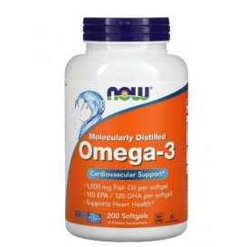 NOW Omega 3 Fish Oil 1000 мг / 200 гел капсули