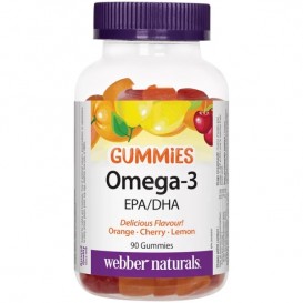 WEBBER NATURALS Omega-3 Gummies/ Омега-3 х 90 желирани таблетки с вкус на портокал, череша и лимон